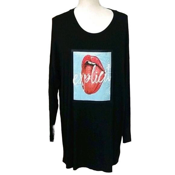 $10 Sale New Oversized "EXPLICIT" Soft Black Tee - Picture 1 of 6